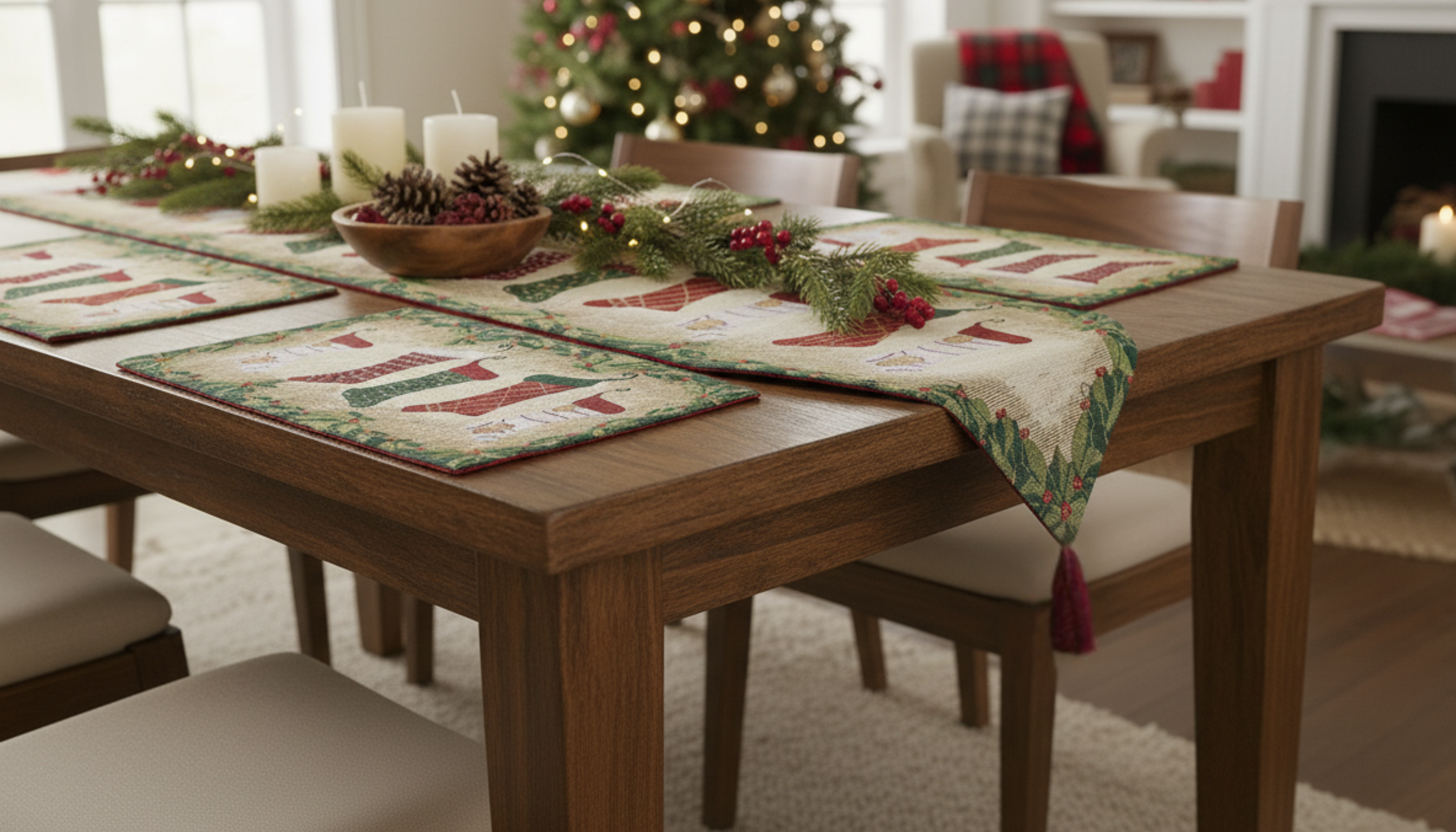 Tache Hang My Stockings By the Fireplace Table Runners (12910)