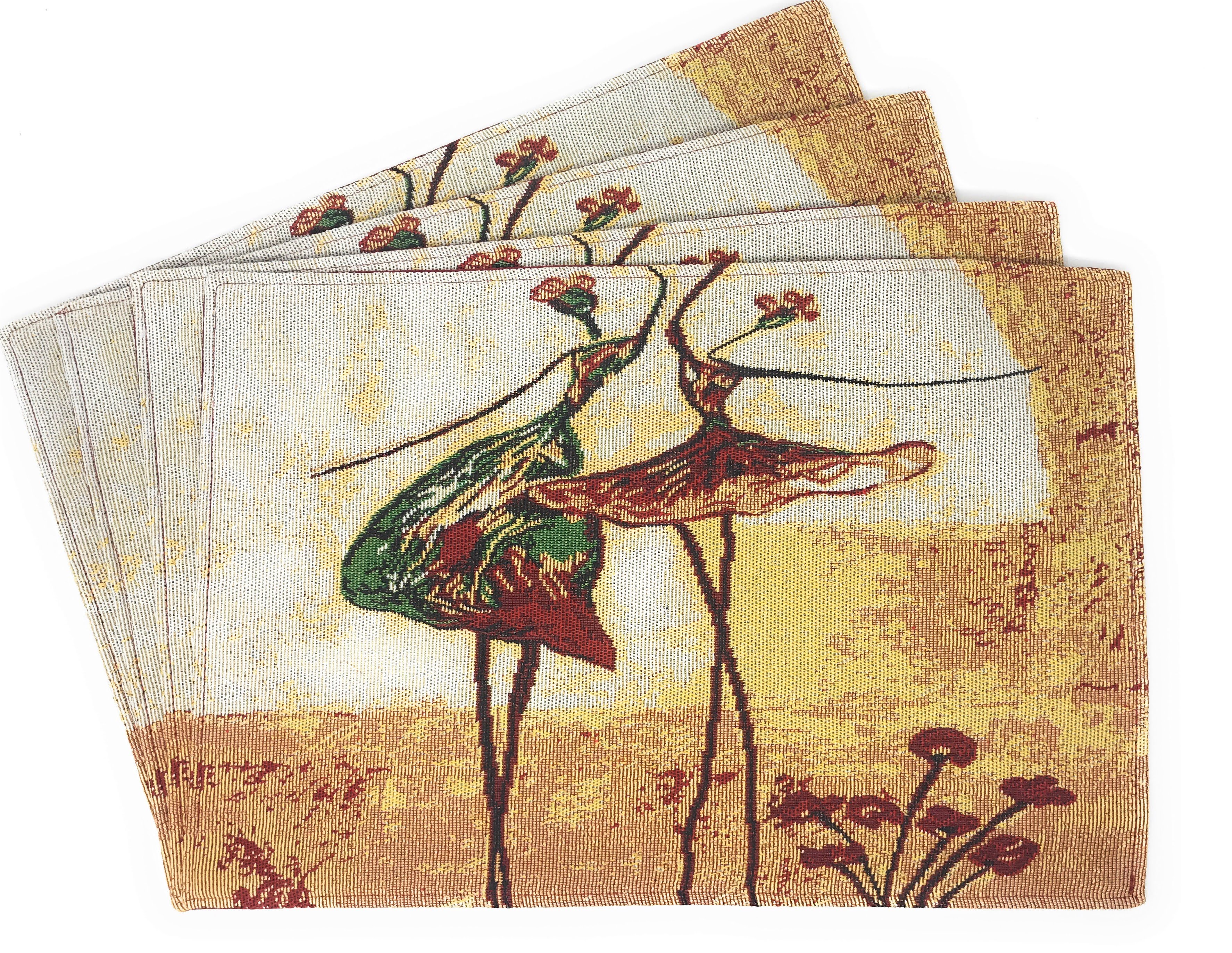 Tache Abstract Art Ballet Ballerina Dancers Beige Woven Tapestry Placemat Set (18110)