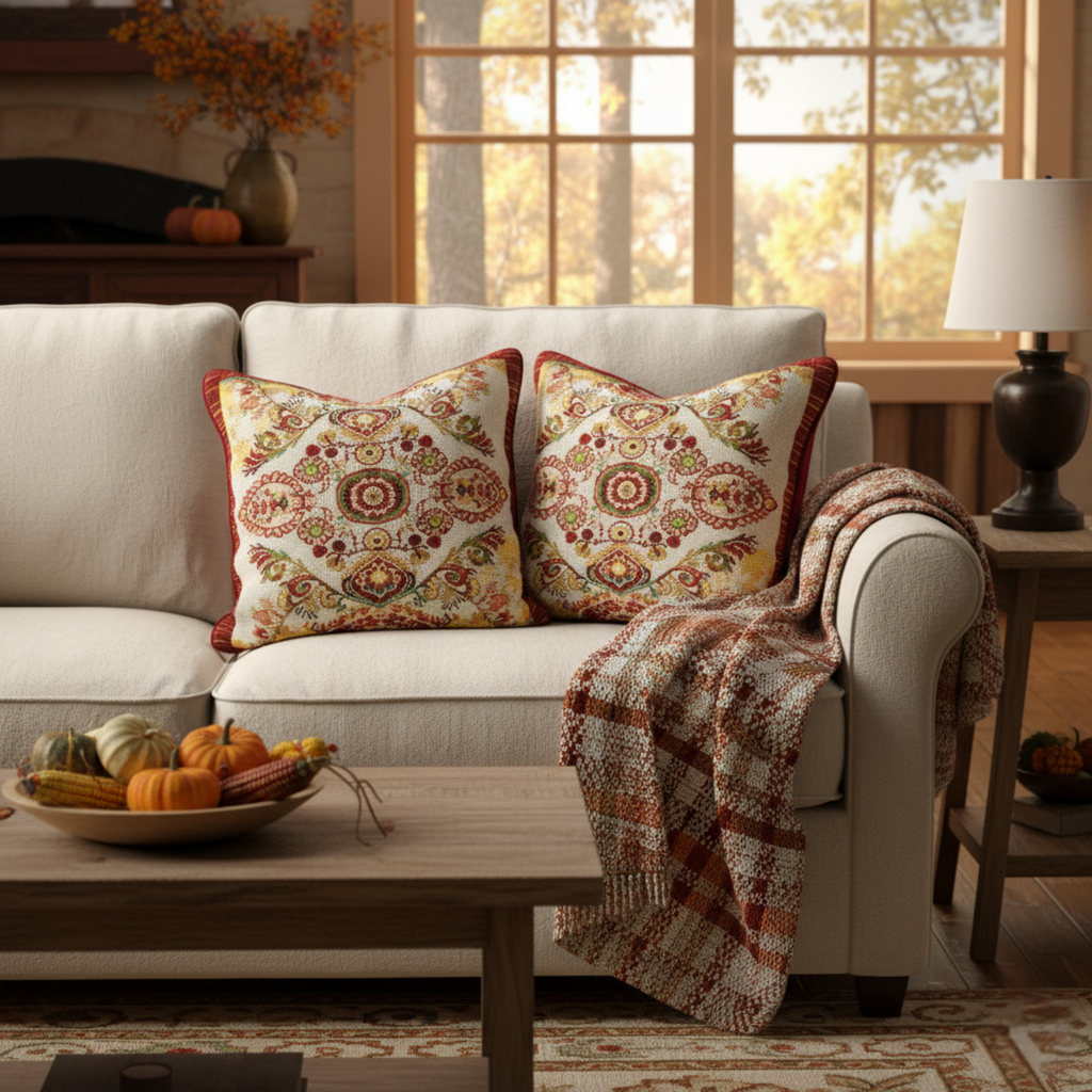Tache Elegant Burgundy Ornate Paisley Woven Tapestry Throw Pillow Cover (18194)