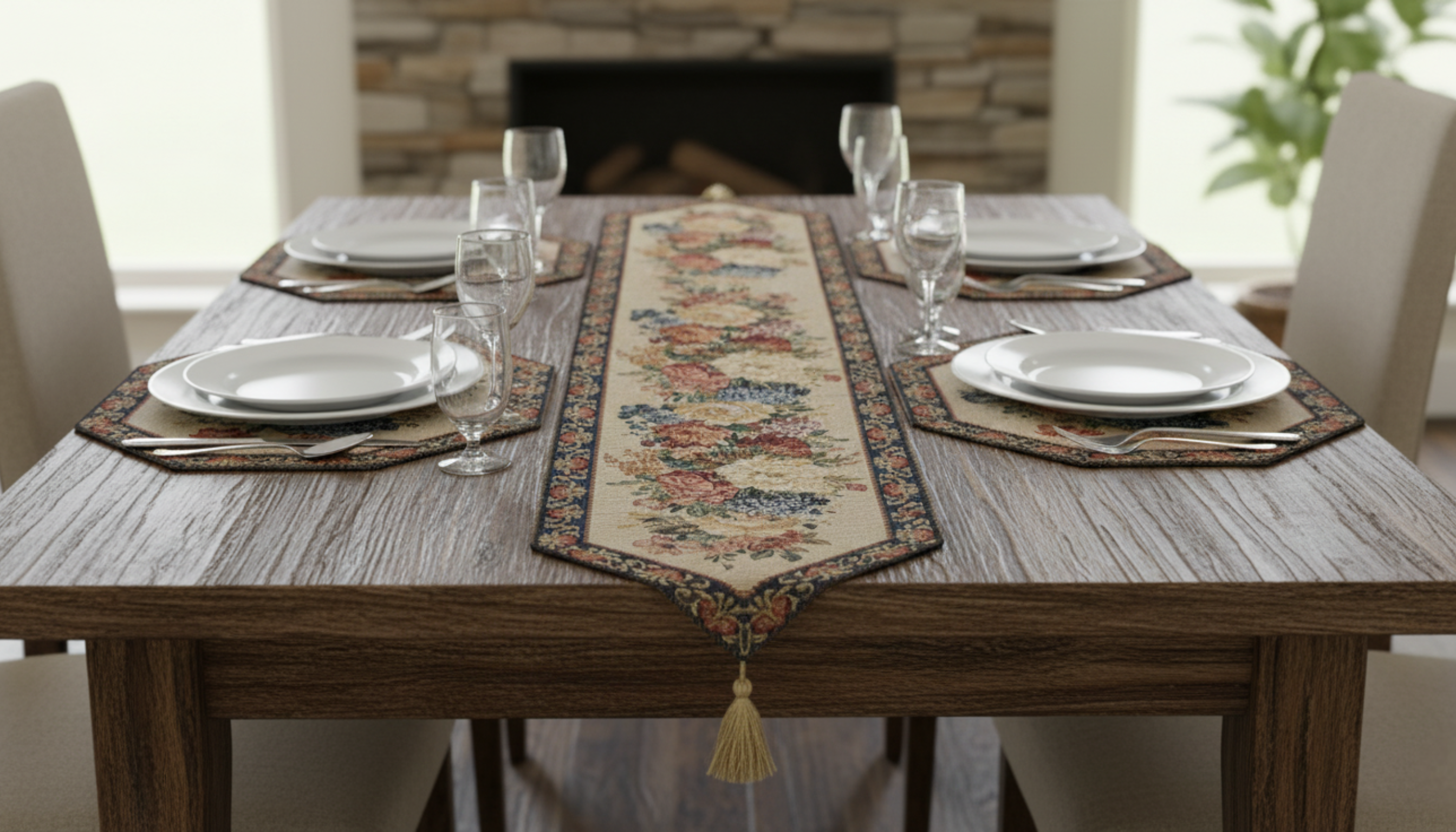 Tache Colorful Country Rustic Floral Morning Awakening Table Runner (3089B)