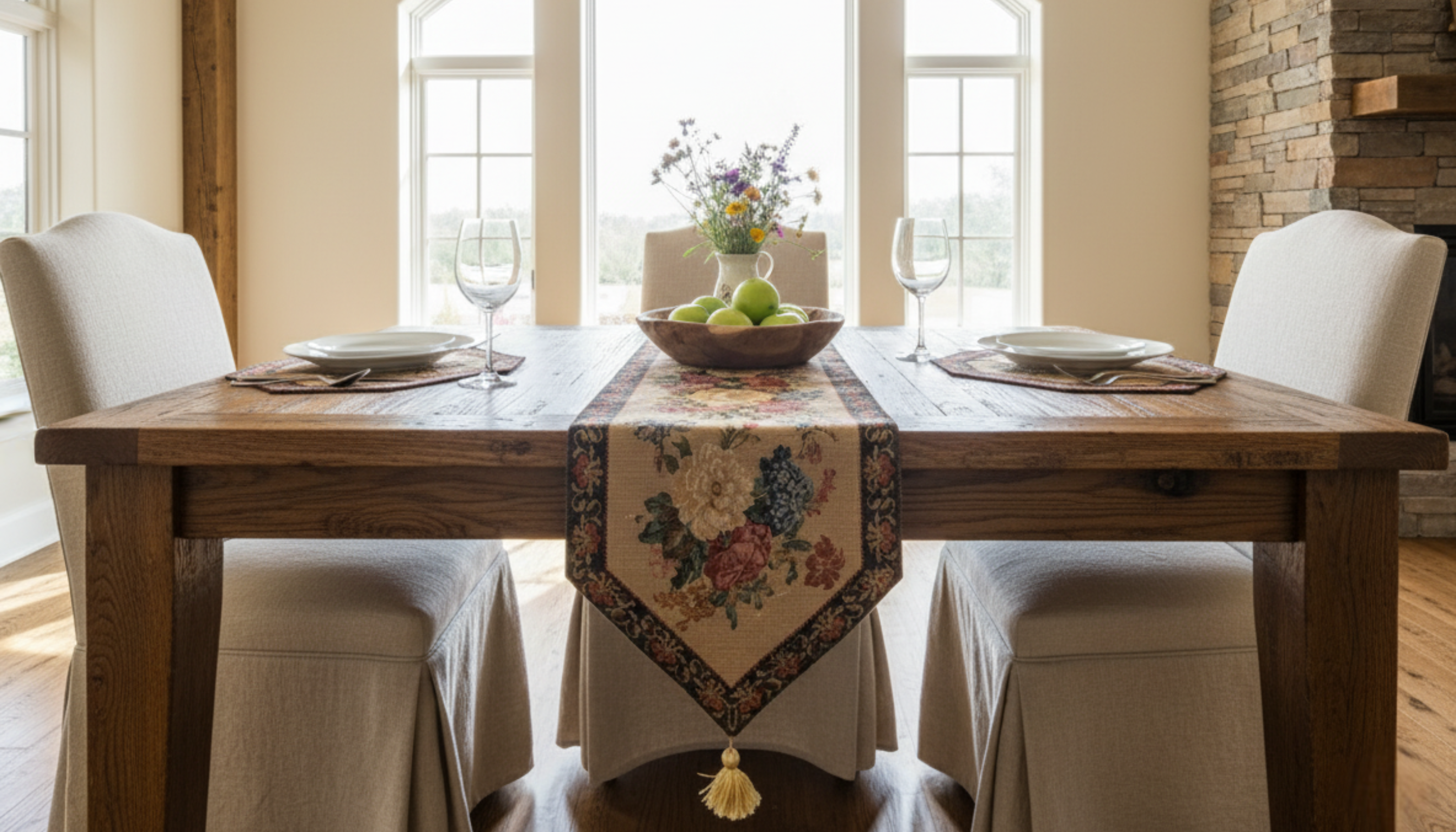 Tache Colorful Country Rustic Floral Morning Awakening Table Runner (3089B)