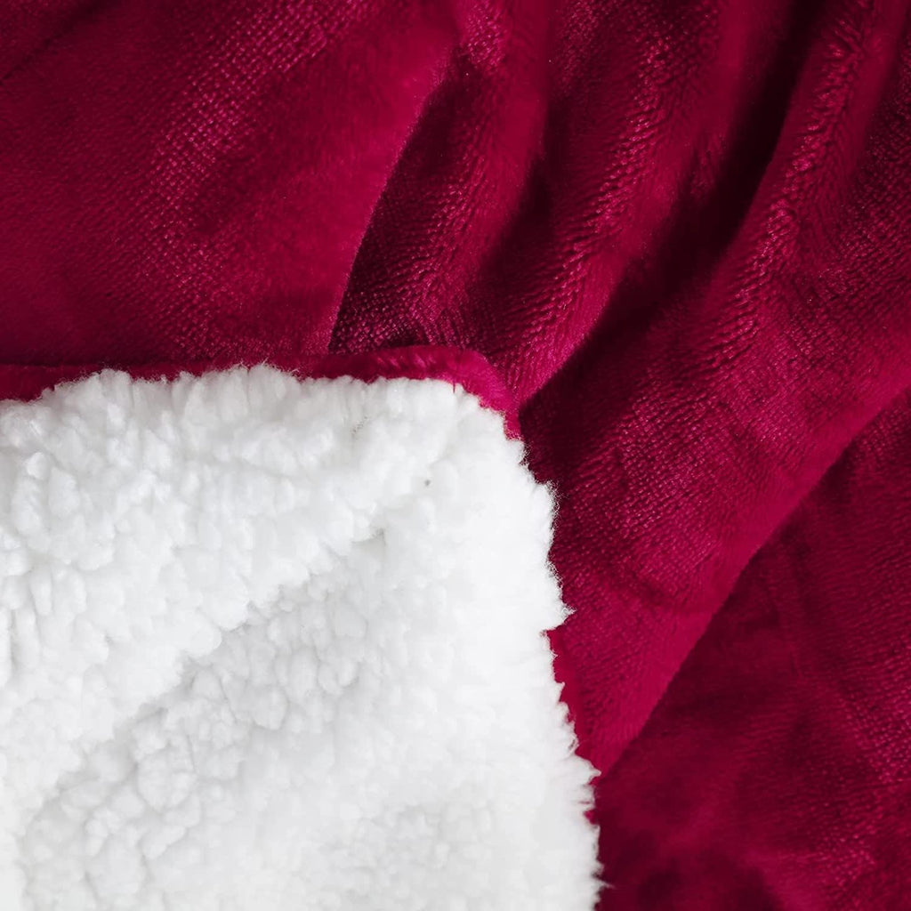 Tache Holiday Red Microfleece with Sherpa Back Throw Blanket (HRDMF)