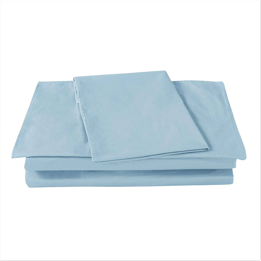 DaDa Bedding Cotton Soothing Light Sky Blue Fitted Sheet (JHW-604)