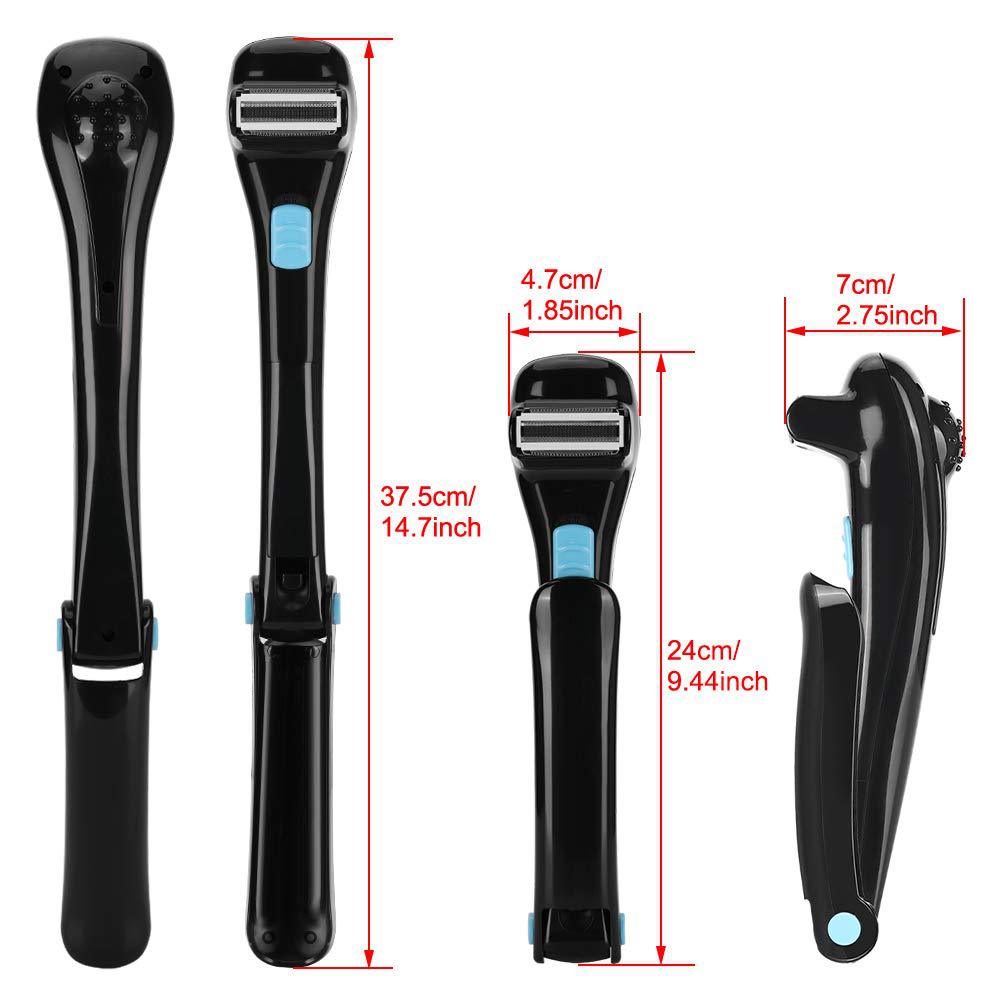 Collapsible Handle Electric Back Shaver Unisex Body Grooming Razor