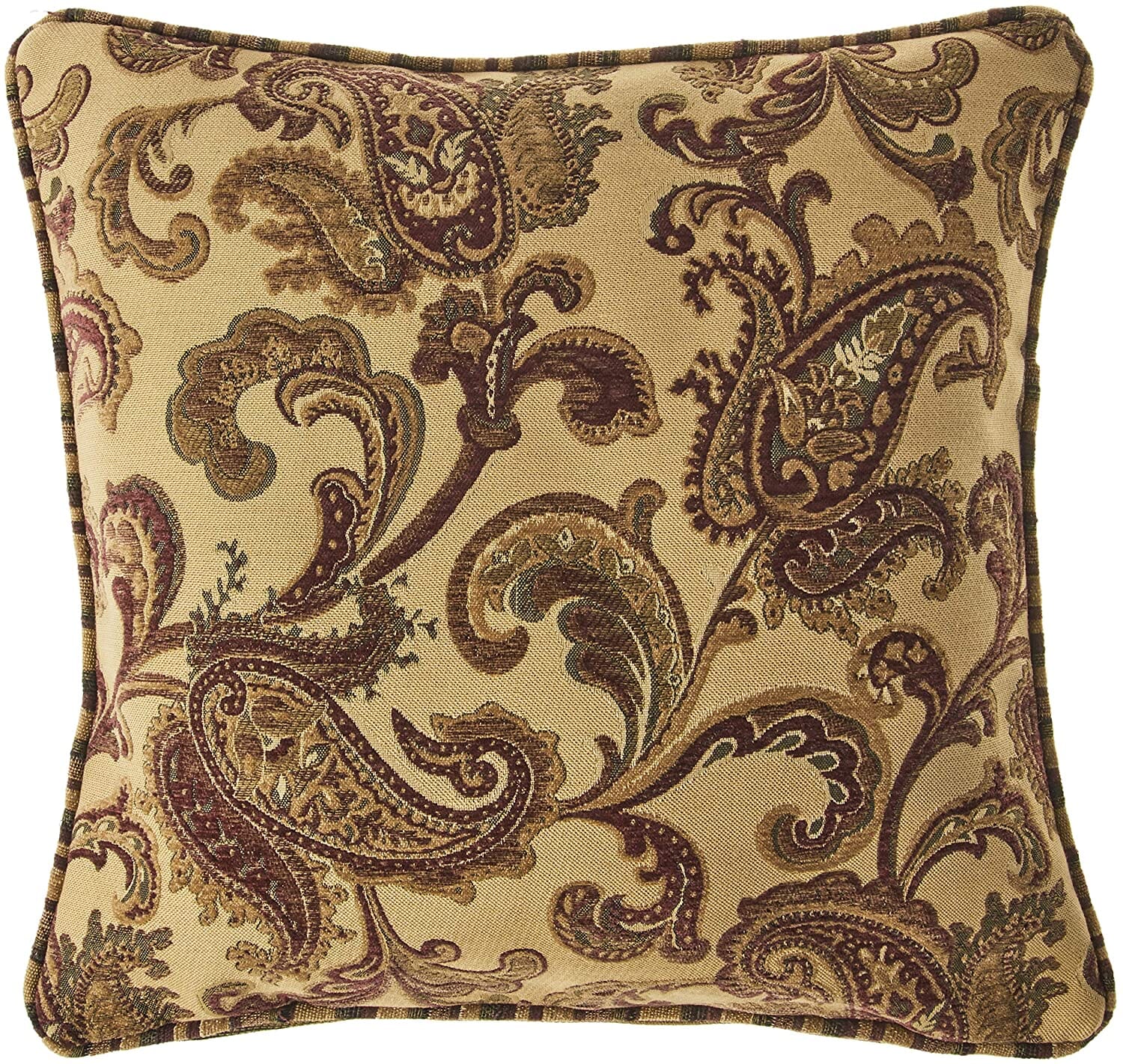 Tache Chenille Elegant Paisley Striped Brown Burgundy Exotic Blooms Comforter Set With Zipper Cover (BM14224)