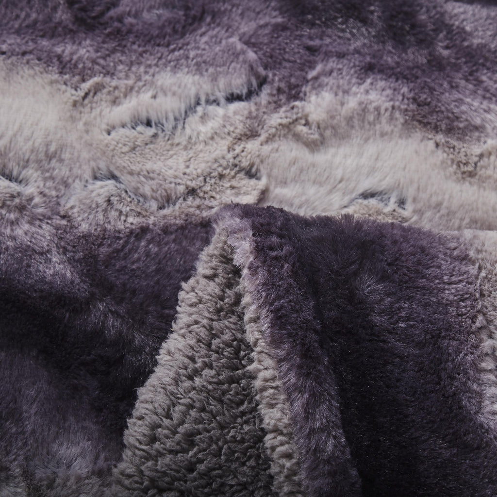 Tache Luxury Black Striped Faux Fur Throw Blanket (DY06)