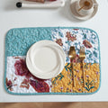Tache Old World Garden Pastel Blue Yellow Red Hummingbirds Cotton Patchwork Placemats (JHW-936)