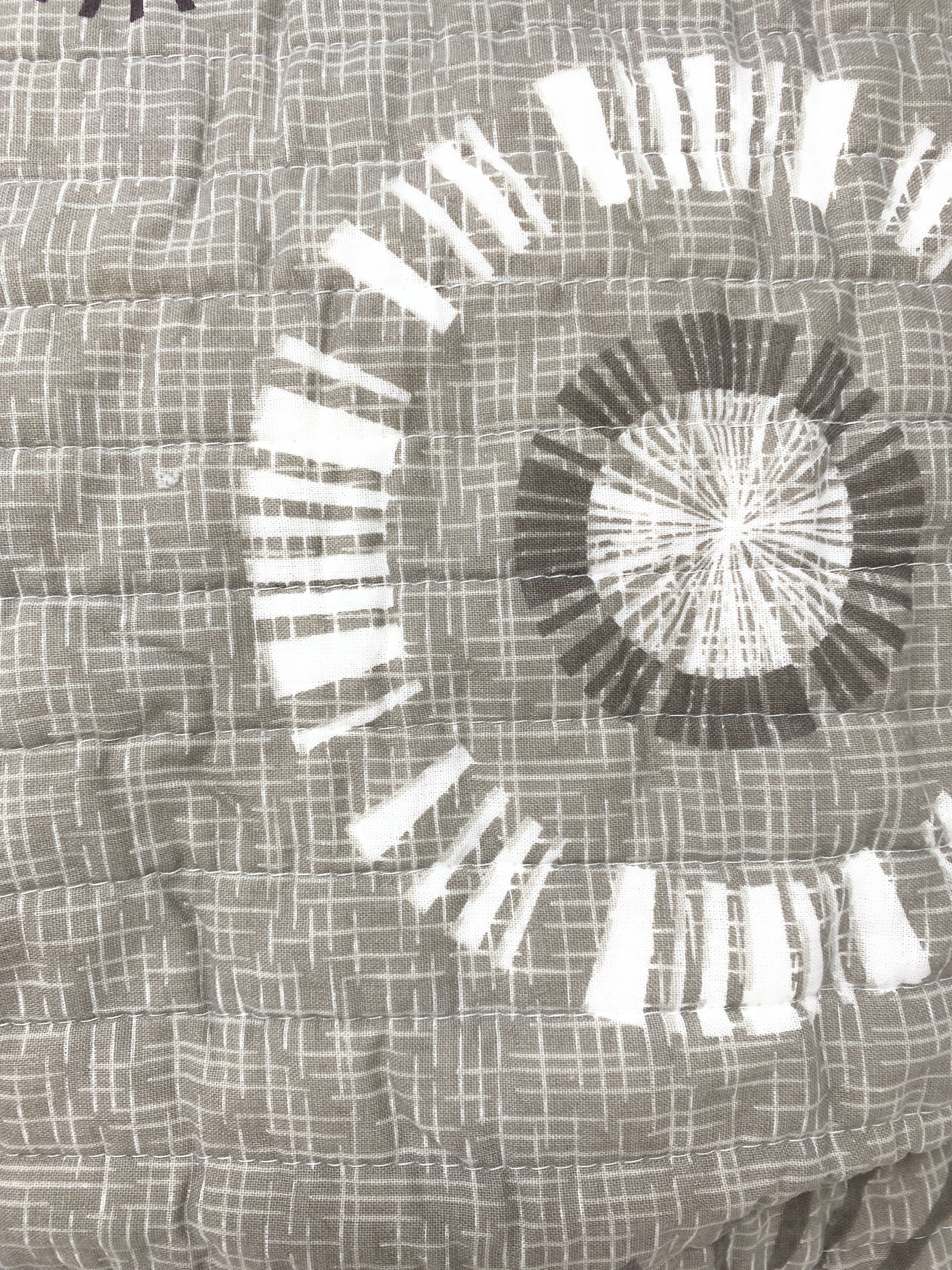 Tache Cotton Taupe Beige Striped Floral Geometric Starburst Quilt Set (DXJ107076)