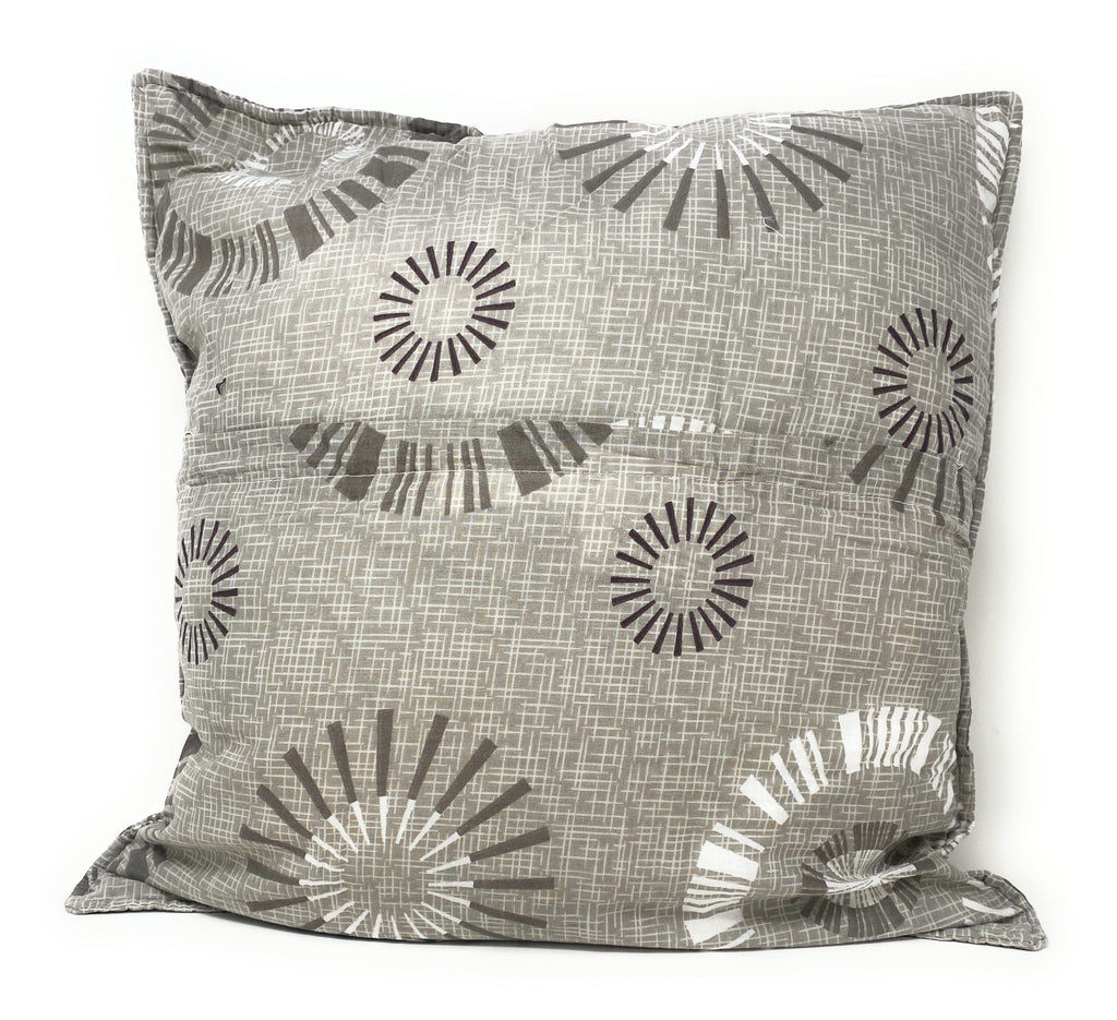 Tache Cotton Taupe Beige Striped Floral Geometric Starburst Decorative 18x18" Throw Pillow Covers -  2-Pieces (DXJ107076)
