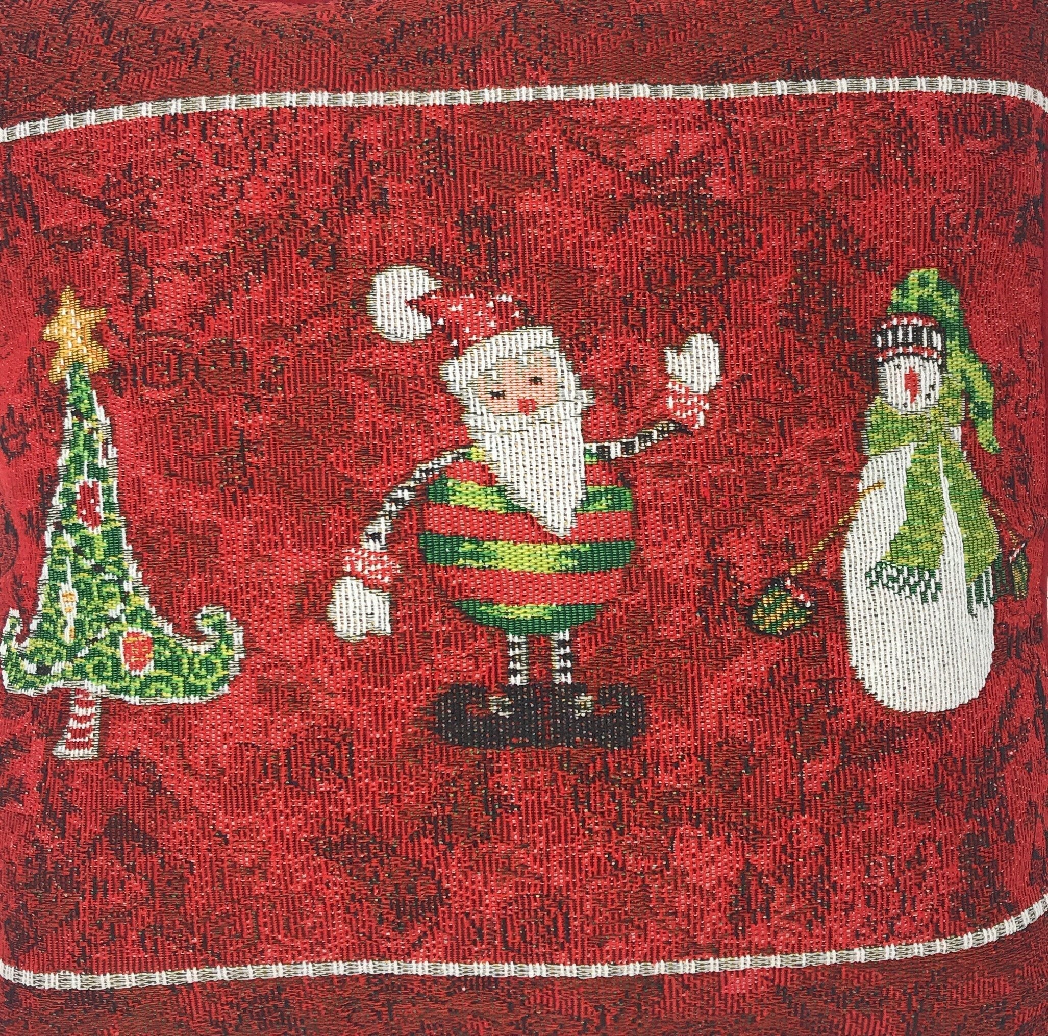 Tache Here Comes Santa Claus Vintage Holiday Woven Tapestry Throw Pillow Cover (8577CC)