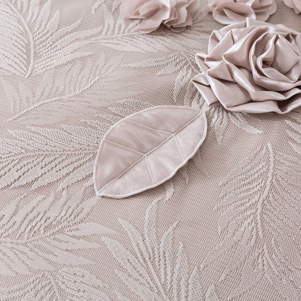 Tache Satin Floral Lace Ruffle Crème Beige Sweet Victorian Luxurious Comforter Set (MZ002C)