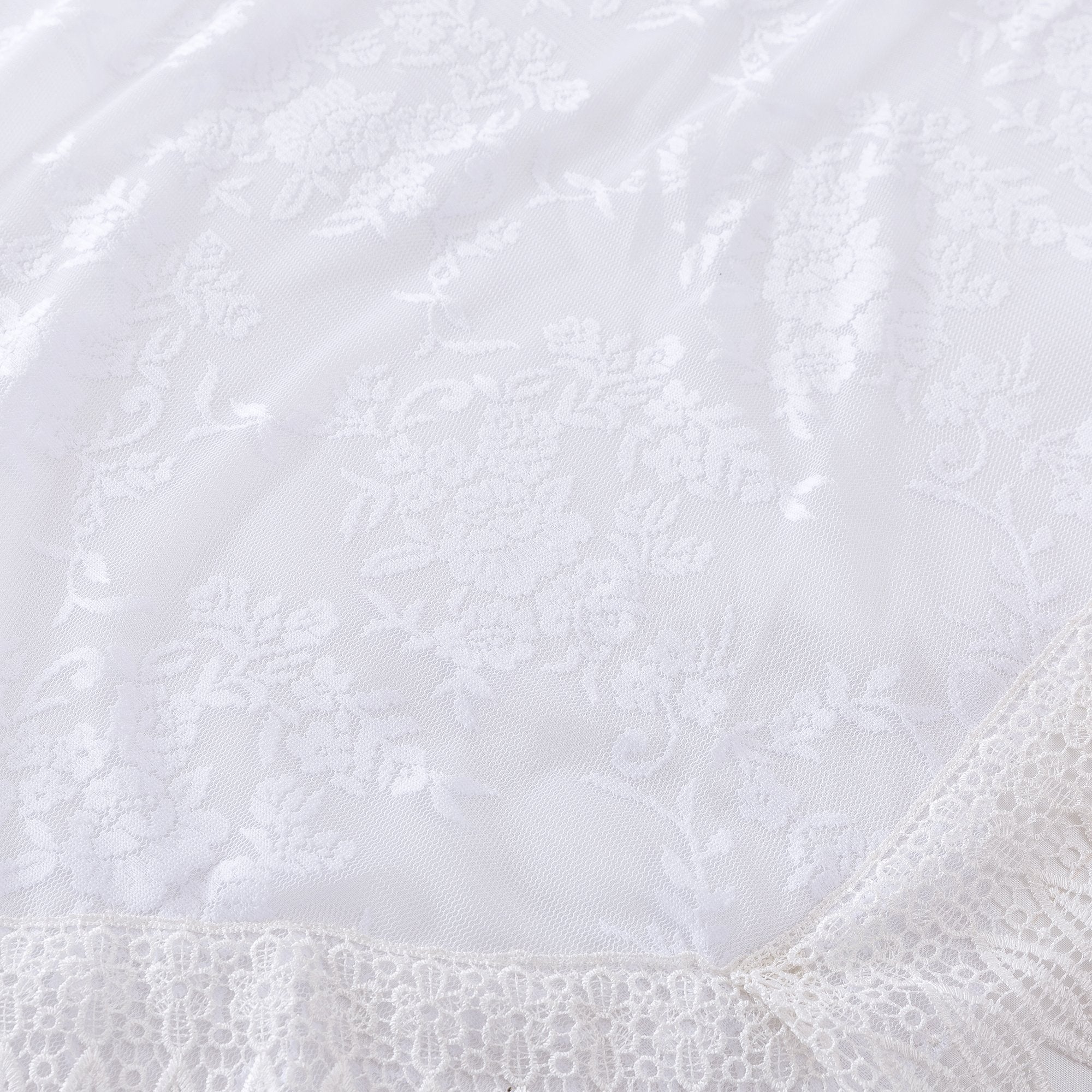 Tache Ruffle Floral Lace Satin White Pink Luxury Delicate Rose Comforter Set (MA125)