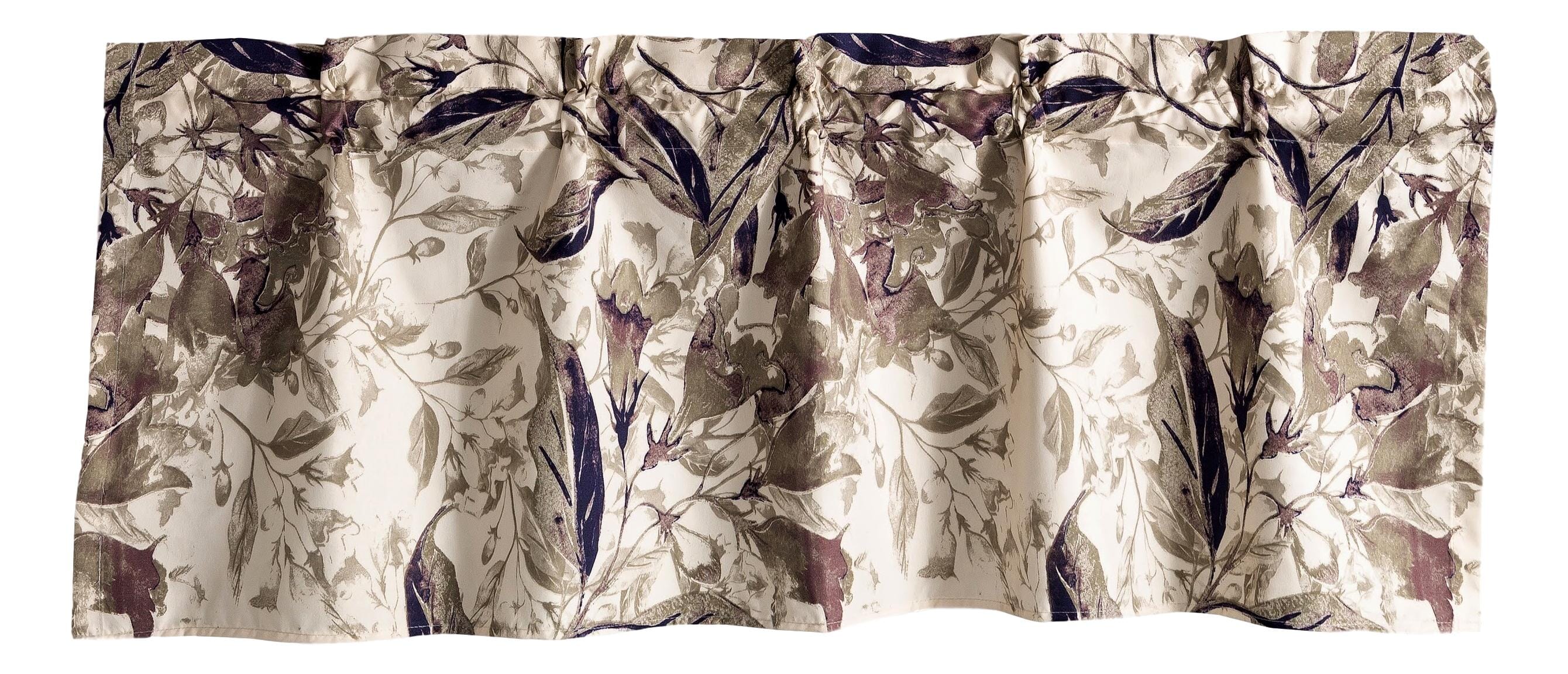 Tache Microfiber Abstract Wispy Leaf Taupe Grey Window Treatment Valance (JHW-843)