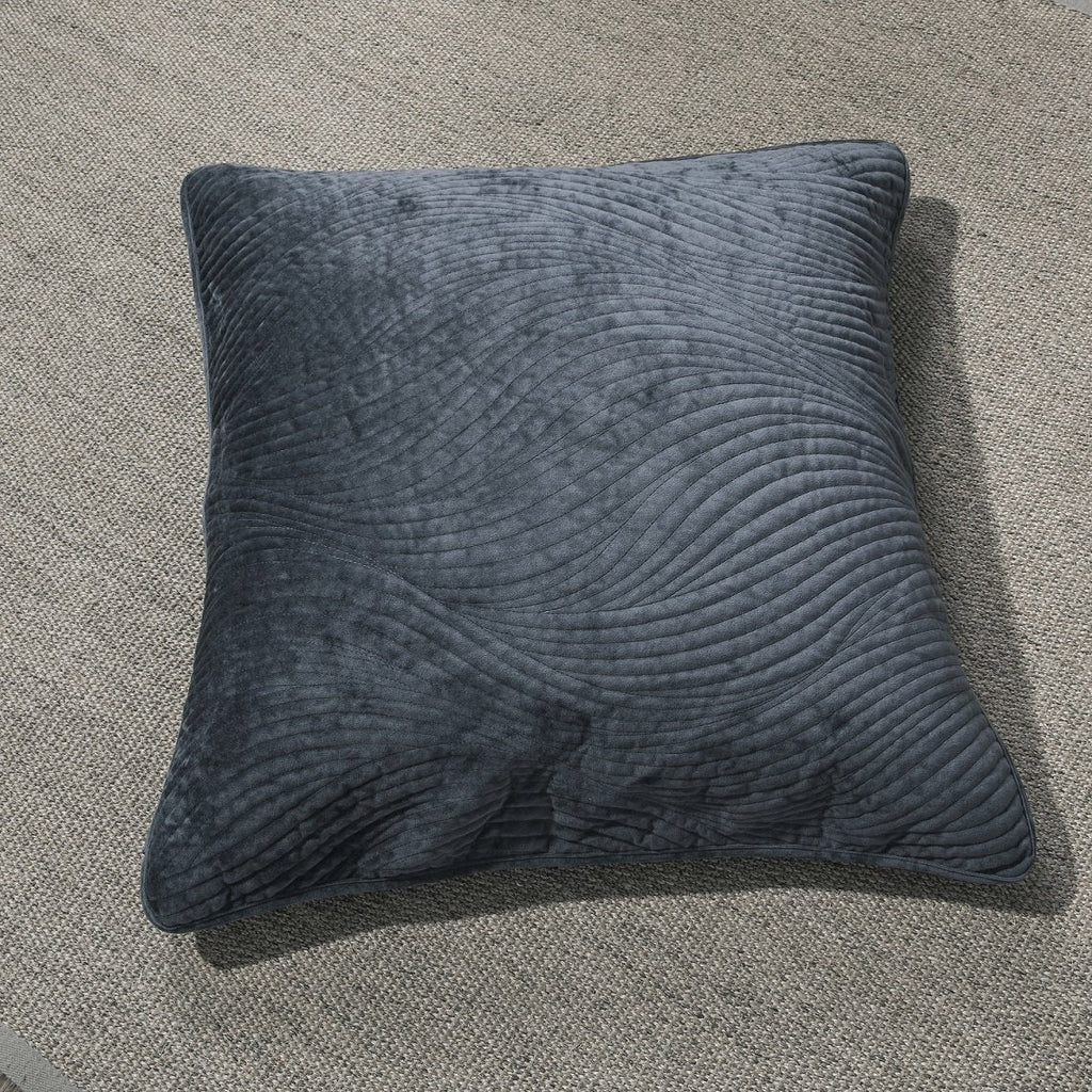 Tache Velvet Dreams Navy Blue Plush Waves Cushion Covers / Euro Sham (JHW-852BL)