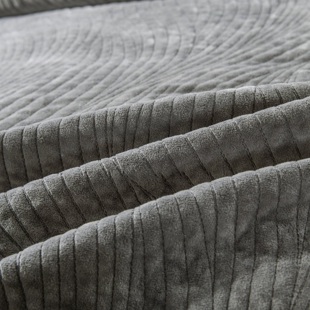 Tache Plush Dreams Dark Taupe Chocolate Waves Velvet Quilt Set (JHW-852BR)