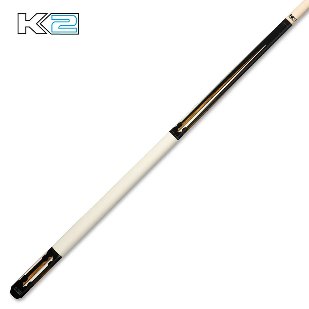 K2 KL130 Gloss Wrapless Cue with Split Floating Bocote & Ivory Point Design