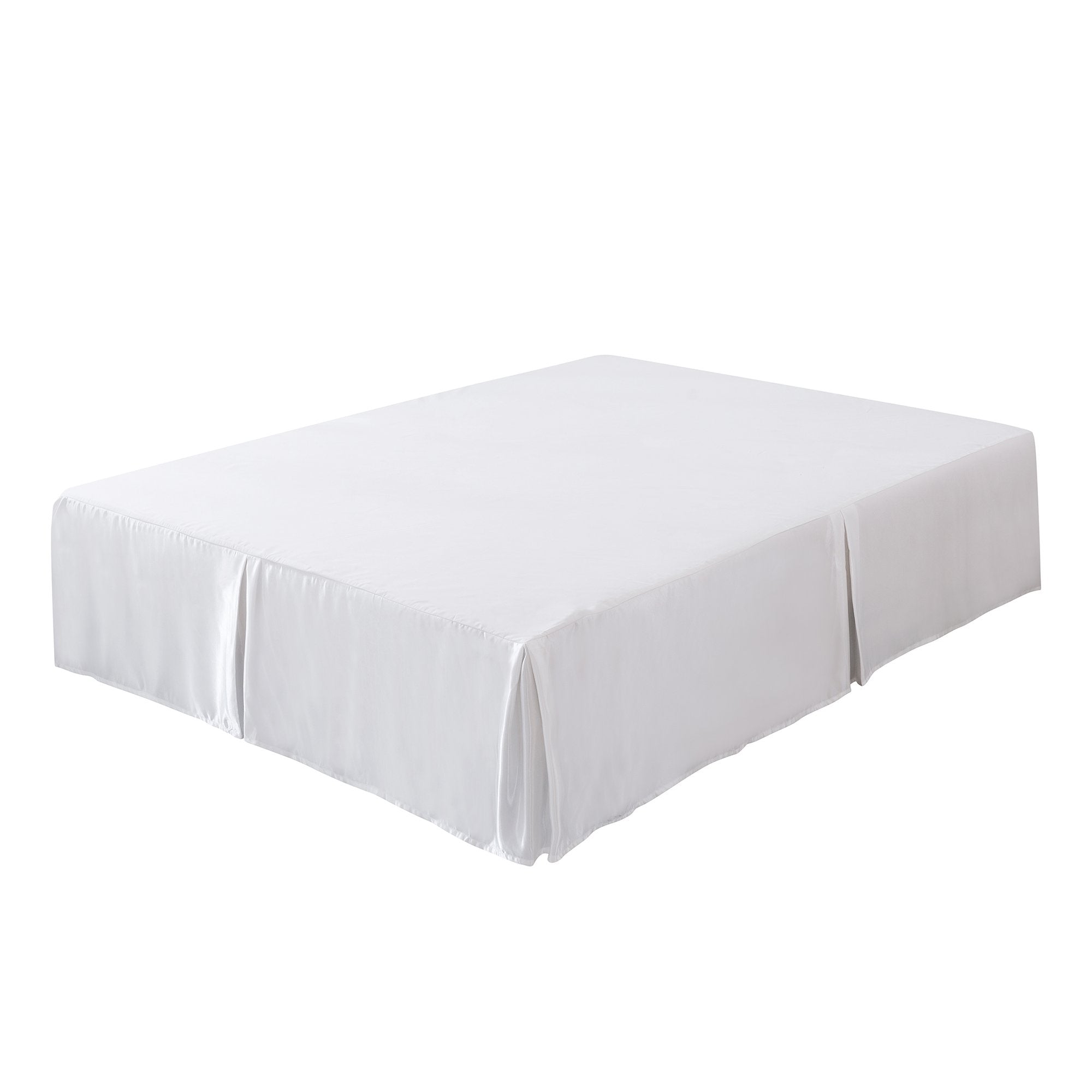 Tache Satin Bright Pearl White Delicate Rose Tailored Platform 14" Bed Skirt Dust Ruffle (MA125)