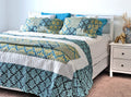 Tache Damask Ornate Baroque Teal Turquoise Blue Green Scalloped Quilt Set (SD-3300)