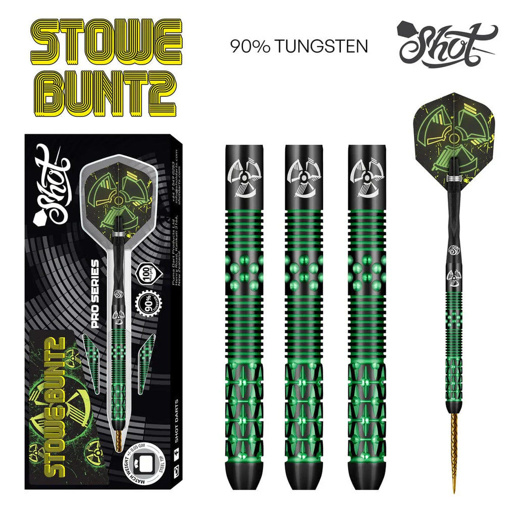 Shot Stowe Buntz 2.0 Titanium Black Steel Tip Darts