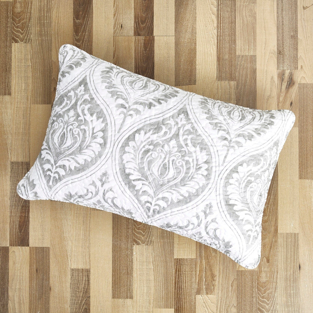 Tache Dreamy Moon Sky Ogee Damask Heather Gray White Quilt Set (TB300)