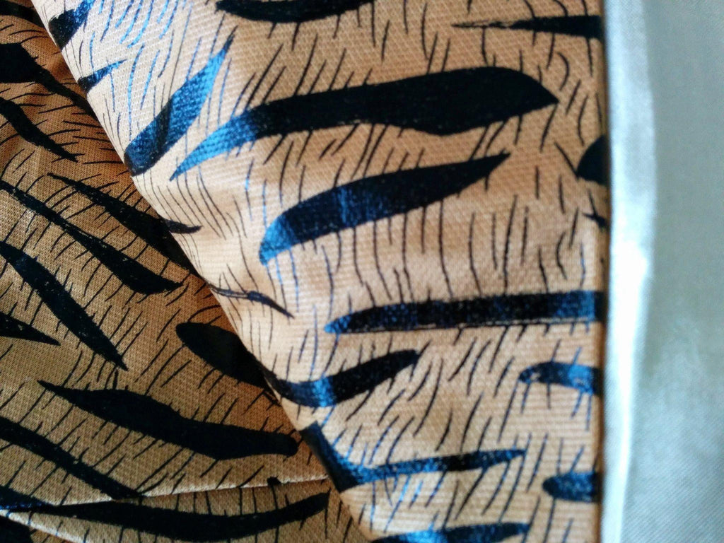 Tache Golden Brown Black Stripe Tiger Animal Print Jungle Dreams Pleated Tailored Platform 14" Bed Skirt Dust Ruffle (BSK-6182L)