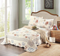Tache Geometric Cubic Squares Ivory Scalloped Retro Cotton Quilt Bedspread Set (DSW009)