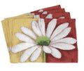 Tache Daisy Loves Me Not Floral Red & Yellow Tapestry Placemat Set (9046)