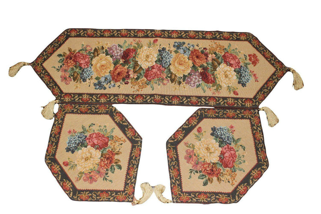 Tache Set of 3 Colorful Country Rustic Floral  Morning Awakening Table Runner Set (3089B)