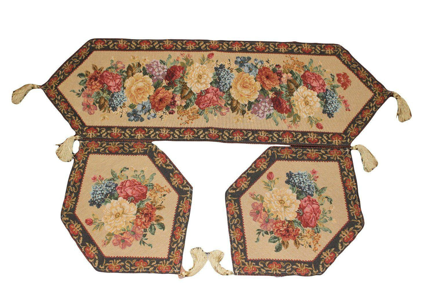 Tache Set of 3 Colorful Country Rustic Floral  Morning Awakening Table Runner Set (3089B)
