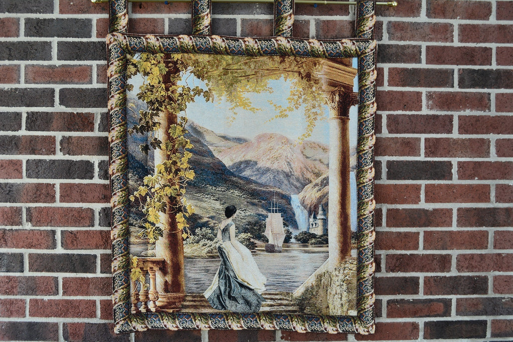 Tache Tapestry Faraway Longing Coastal Mountain Range Wall Hanging Artwork 28 x 31 (13606)
