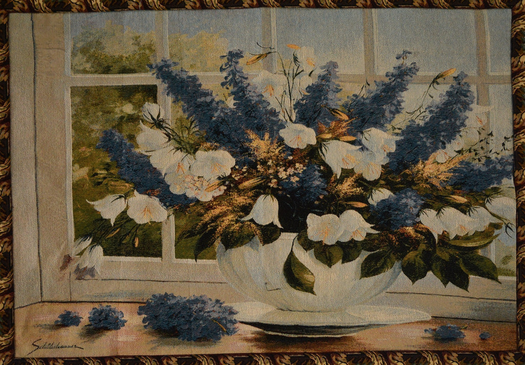 Tache Larkspur Tapestry Sunlight Radiance Blue Floral Wall Hanging Art 33 x 24 (13018)