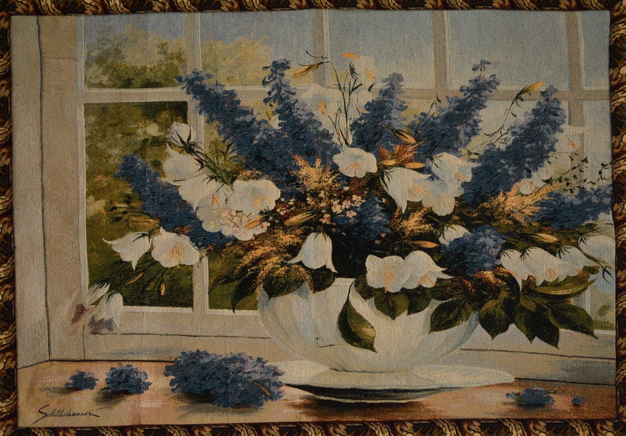 Tache Larkspur Tapestry Sunlight Radiance Blue Floral Wall Hanging Art 33 x 24 (13018)