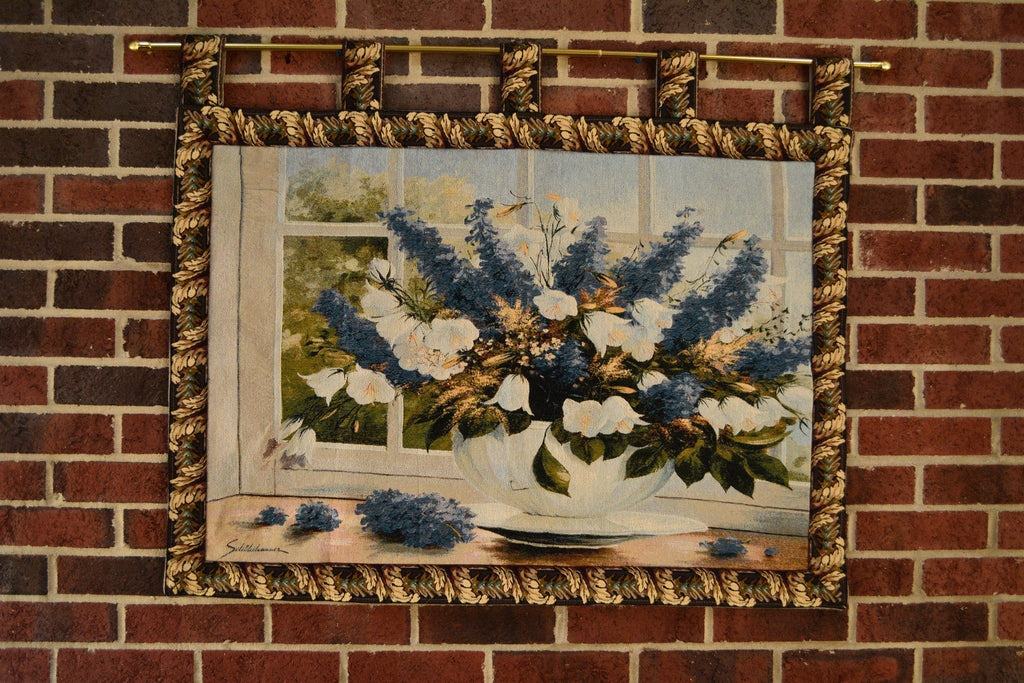 Tache Larkspur Tapestry Sunlight Radiance Blue Floral Wall Hanging Art 33 x 24 (13018)