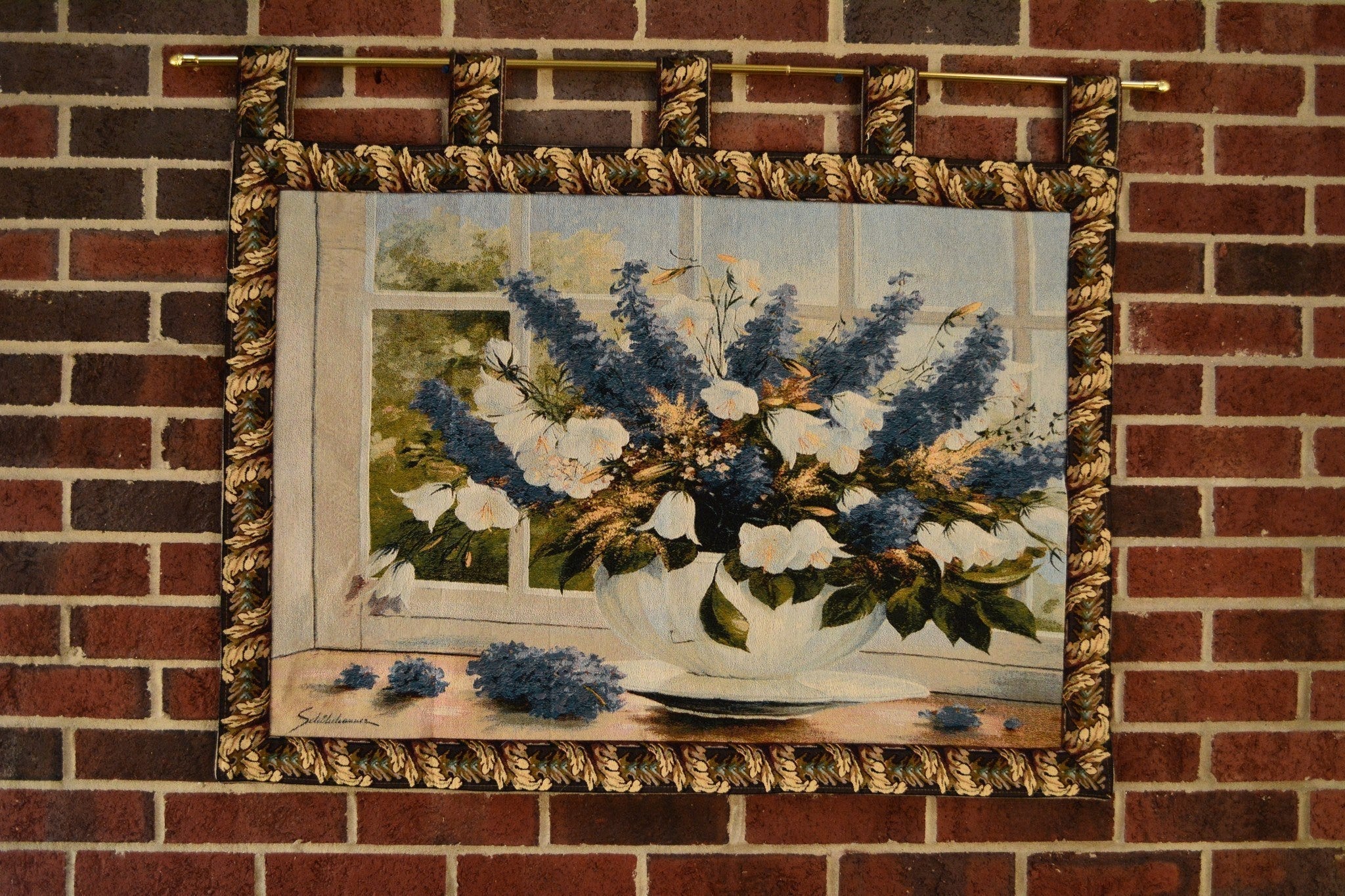 Tache Larkspur Tapestry Sunlight Radiance Blue Floral Wall Hanging Art 33 x 24 (13018)